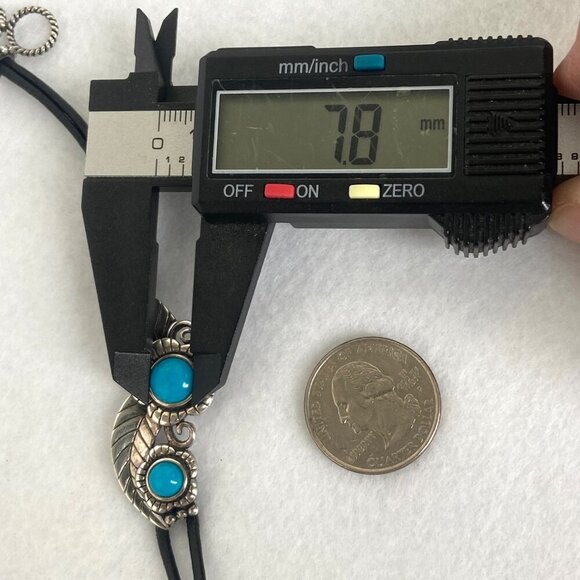 Sterling Silver 925 Dakota West Floral Leaf Turquoise Cabochon Cord Bracelet 8" - Picture 13 of 16